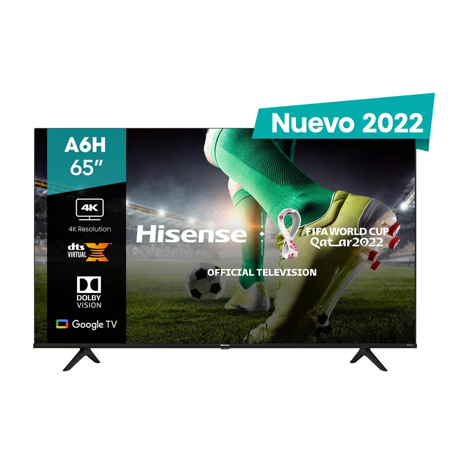 Pantalla Smart TV Hisense LED de 65 pulgadas 4K/UHD 65A65K con Google TV
