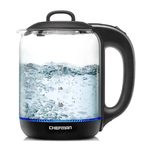 Hervidor Eléctrico de Cristal con Infusor de Té 1.7 Lts Chefman RJ11-17-GM-TI