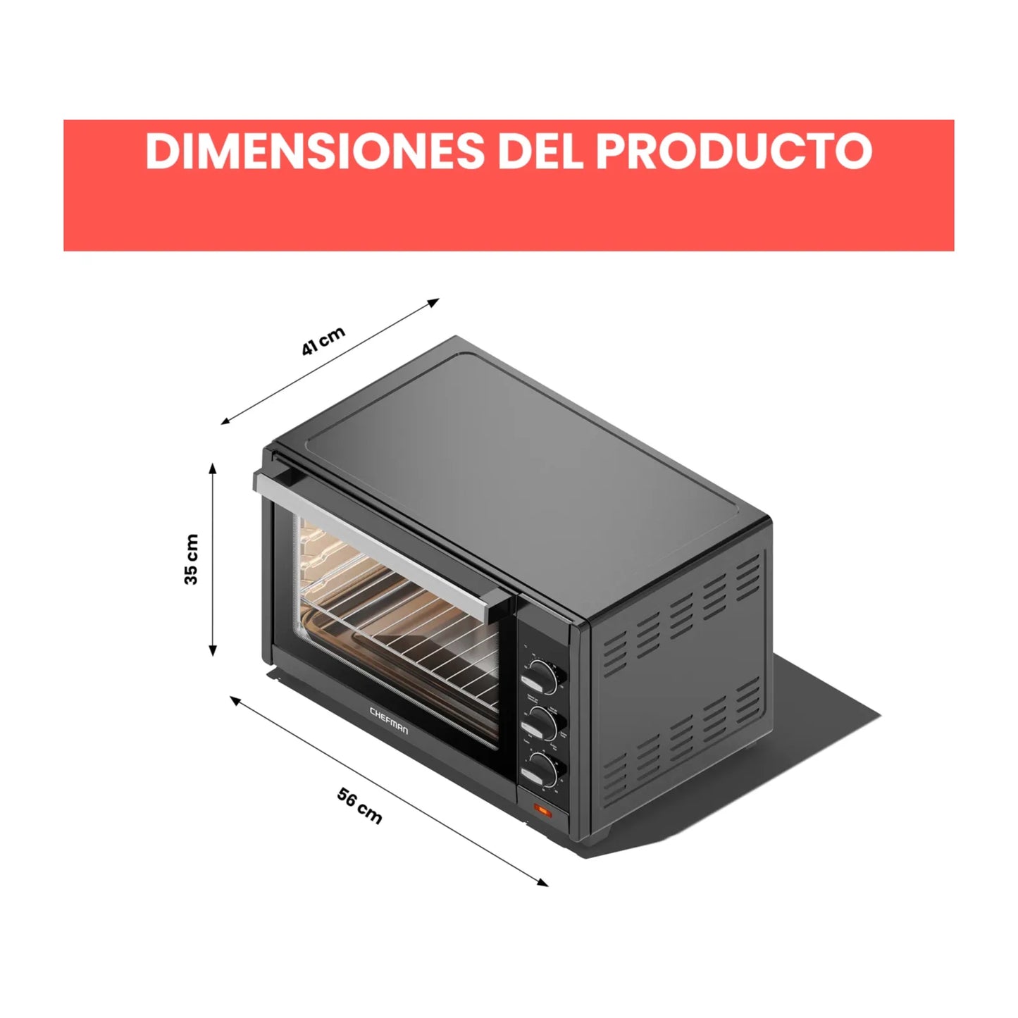 Horno Tostador de Convección Chefman 45 Litros Negro RJ25-M45BLACK