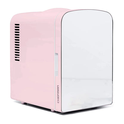 Mini Refrigerador Chefman 4 Litros con Espejo Rosa RJ48-M