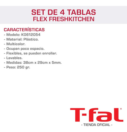 Juego de 4 Tablas Flex para Cocina Freshkitchen T-fal K0612054